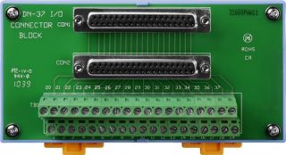 I/O Connector Block (Pitch=3.81m) with DIN-Rail Mounting and Male-Male D-sub 1m Cable (45°)