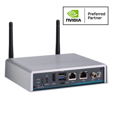 AIE100-ONA - Fanless Edge AI System with NVIDIA® Jetson Orin™ Nano SoM, 1 HDMI, 1 GbE LAN, 1 GbE PoE, and 2 USB, Remote Management