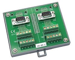 I/O Connector Block with DIN-Rail Mounting and two 9-pin Male Header