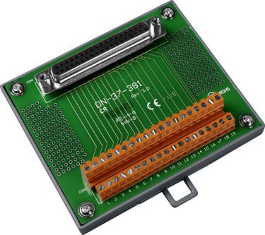 I/O Connector Block (Pitch=3.81mm) with DIN-Rail Mounting and Male-Male D-sub 1m Cable (45°)