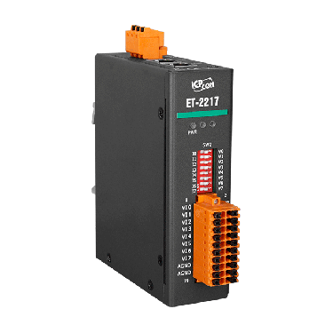 ICPDAS - Ethernet I/O Module with 2-port Ethernet Switch, 8/16-ch Analog Input - ET-2217