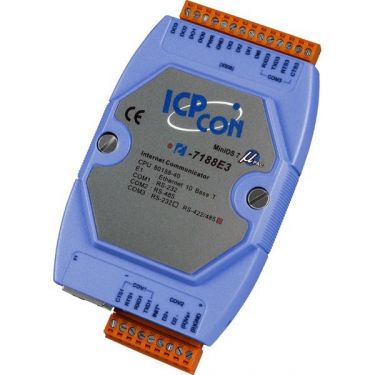 Internet communication controller with one RS-232, one RS-485, one RS-422/RS-485, DI/O and one Ethernet