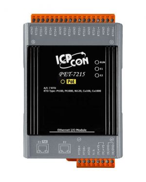 Power over Ethernet I/O Module with 2-port Ethernet Switch, with 7-ch RTD Inputs (RoHS)