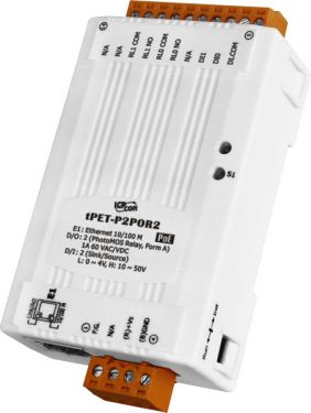 Tiny Ethernet module with PoE, 2-ch DI (Dry Contact) and 2-ch Form-A PhotoMos relay (RoHS)