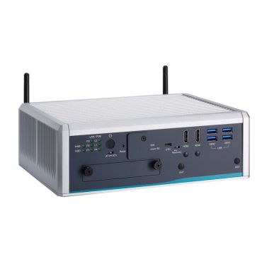 AIE900-902-FL
Fanless Edge AI System with NVIDIA® Jetson AGX Xavier™ SoM, 2 HDMI, 2 GbE LAN, 4 GbE PoE, 6 USB, 2 COM or 2 CAN and 8-CH DI/DO