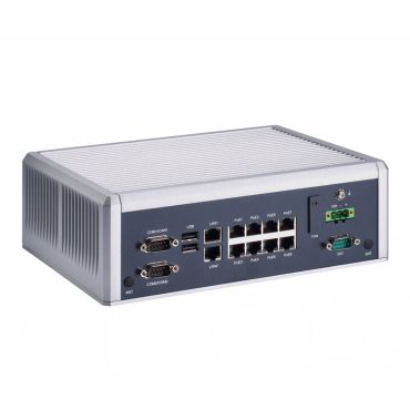 AIE900A-AO - Fanless Edge AI System with NVIDIA® Jetson AGX Orin™ 32GB, 1 HDMI, 2 2.5GbE, 8 PoE, 6 USB, 8-CH DI/DO, and 2 COM/CAN for 5G and Robotics Applications