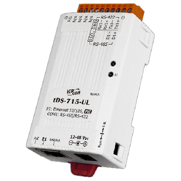 tDS-715-UL
Tiny (1x RS-422/485) Serial-to-Ethernet Device Server with PoE (RoHS)