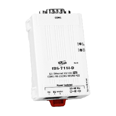 ICPDAS - Tiny Device Server with PoE, Power Isolation and 1 RS-232/422/485 Port with DB-9 male connector - tDS-718i-D