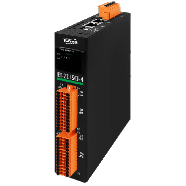ET-2215CI-4 CR - Ethernet I/O Module with 2-port Ethernet Switch, 4-ch High Speed RTD Input, 90 S/s with Channel-to-Channel Isolation - ICPDAS