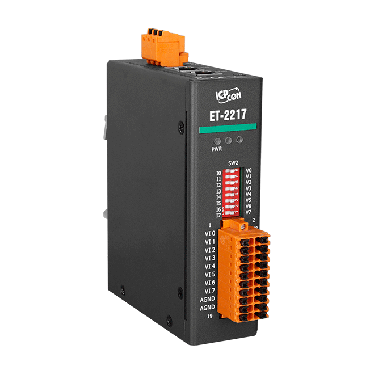 ICPDAS - Ethernet I/O Module with 2-port Ethernet Switch, 8/16-ch Analog Input - ET-2217