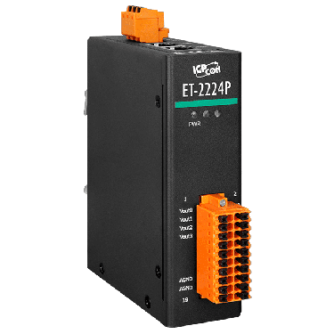 ET-2224P CR - Ethernet I/O Module with 2-port Ethernet Switch, 16-bit, 4-ch AO (RoHS) - ICPDAS