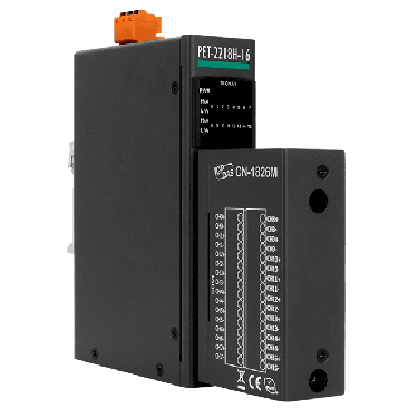 PET-2218H-16/S1 CR - PoE I/O Module with 2-port Ethernet Switch, 16-ch High Speed Thermocouple Input, 100 S/s (RoHS), includes CN-1826M Daughter Board - ICPDAS

