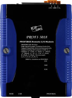 ICPDAS PROFI-5018 PROFIBUS Remote I/O Module (10-Channel Thermocouple input) include PROFI-5018 module and a DB-1820 daughter board