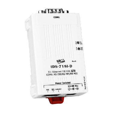 ICPDAS - Tiny Device Server with PoE, Power Isolation and 1 RS-232/422/485 Port with DB-9 male connector - tDS-718i-D