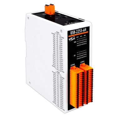 USB-2255-64 CR
USB I/O Module with Isolated 32-ch DI (Dry, Wet) and 32-ch DO (Sink, NPN) Includes 1.8M USB Cable (CA-USB-AC2-L018)
