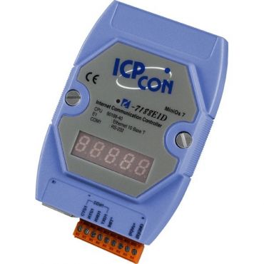 Ethernet to RS-232 converter with 7-segment display