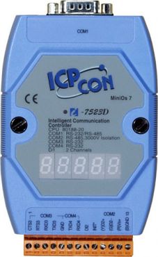 Embedded communication controller with one RS-485 and three RS-232 and with 7-segment display