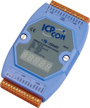 Embedded communication controller with one RS-485 and four RS-232 and with 7-segment display