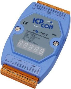 Embedded communication controller with one RS-485 and seven RS-232 and with 7-segment display