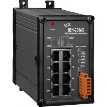 Unmanaged 8-Port Industrial 10/100/1000 Base-T Ethernet Switch With Power Input +12 ~ 48 VDC