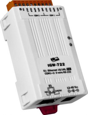 ICPDAS tGW-722 Tiny Modbus/TCP to RTU/ASCII gateway with PoE and 2 RS-232 Ports